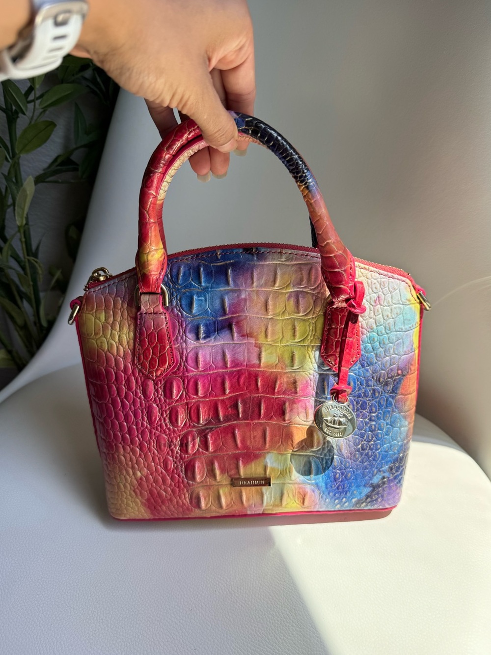 Brahmin Mini Duxbury Courage Melbourne Multicolor Croc Leather Satchel Crossbody